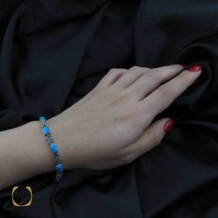 دستبند نقره زنانه (1) دستبند نقره زنانه طرح فیروزه