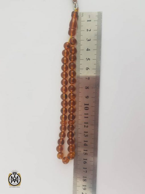 تسبیح کهربا 33 دانه بولونی شفاف روسیه دانه گرد - 4400 - تصویر 2