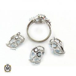48161-2-2-سرویس-توپاز-شیک سرویس توپاز آبی تبسم زنانه فریم نقره عیار 925 وزن حدود 7.8 گرم روکش آب رادیوم درجه یک