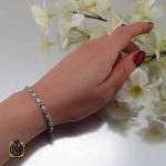 دستبند نقره زنانه طرح فلاور و چشم زخم