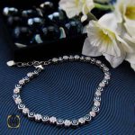 دستبند نقره زنانه طرح فلاور و چشم زخم