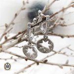 گوشواره نقره زنانه طرح دیلان پر نگین