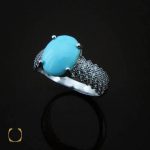 انگشتر فیروزه نیشابوری زنانه طرح سپیده - کد 2465 - تصویر 2
