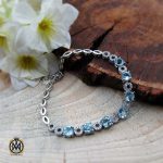 دستبند توپاز آبی زنانه اصل و معدنی طرح آدرینا