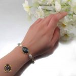 دستبند حدید صینی لابرادوریت مروارید پرورشی