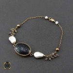 دستبند حدید صینی لابرادوریت مروارید پرورشی
