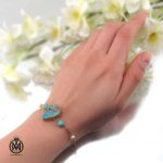 دستبند فیروزه نیشابوری مروارید پرورشی زنانه طرح آیدا (2) دستبند فیروزه نیشابوری مروارید پرورشی زنانه طرح آیدا