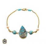 دستبند فیروزه نیشابوری مروارید پرورشی زنانه طرح آیدا (4) دستبند فیروزه نیشابوری مروارید پرورشی زنانه طرح آیدا