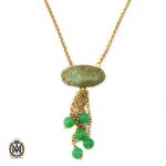 گردنبند فیروزه نیشابوری و جید خوش رنگ طرح شهرزاد