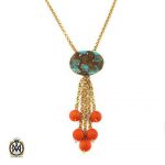 گردنبند فیروزه نیشابوری و مرجان طرح مهسان (1) گردنبند فیروزه نیشابوری و مرجان طرح مهسان