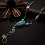 گردنبند فیروزه نیشابوری و مروارید پرورشی طرح بوستان زنانه