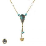 گردنبند فیروزه نیشابوری و مروارید پرورشی طرح بوستان زنانه