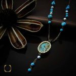 گردنبند فیروزه نیشابوری و مروارید پرورشی طرح ثمین زنانه