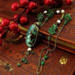 گردنبند نقره با نگین فیروزه نیشابوری ، مروارید پرورشی