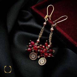 گوشواره جید قرمز طرح یلدا (2) گوشواره جید قرمز طرح یلدا