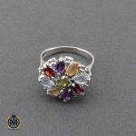 انگشتر چندنگین نقره با نگین های متنوع