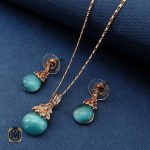 نیم ست چشم گربه آبی زنانه Abella استیل طرح روزیتا