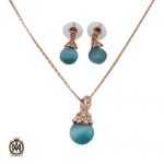 نیم ست چشم گربه آبی زنانه Abella استیل طرح روزیتا