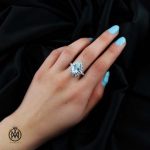 انگشتر توپاز آبی زنانه طرح قاصدک