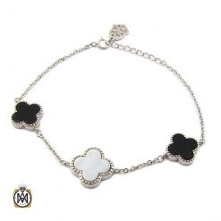 van-cliff-womens-bracelet-silver-1235 دستبند ون کلیف نقره زنانه با سنگ عقیق و صدف (2)