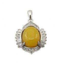 womens-yellow-agate-necklace-3448 مدال عقیق زرد زنانه با حکاکی شرف الشمس طرح ویانا