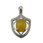 womens-yellow-agate-necklace-3450 مدال عقیق زرد زنانه با حکاکی شرف الشمس طرح دلارام
