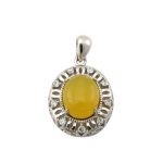 womens-yellow-agate-necklace-3451 مدال عقیق زرد زنانه با حکاکی شرف الشمس طرح دنیز - کد 3451