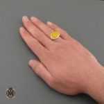 انگشتر ست عقیق شرف الشمس زرد زنانه و مردانه