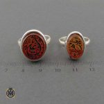 انگشتر ست عقیق یمن اصل زنانه و مردانه با حکاکی یا علی و یا زهرا