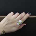 انگشتر یاقوت زرد زناه چند نگین (1) سرویس نقره زنانه چندنگین شیک - کد 7410 - تصویر 3