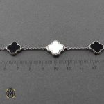 دستبند نقره زنانه با نگین صدف و عقیق طرح و ن کلیف