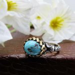 انگشتر فیروزه خوش رنگ نیشابوری