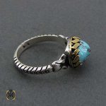 انگشتر نقره با نگین فیروزه نیشابوری اصل