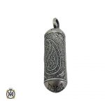 silver-necklace-with-a-prayer-place-3485 گردن آویز جادعایی نقره بازشو طرح بته جقه