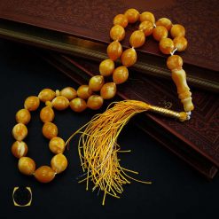 تسبیح کهربا پودری اصل 33 دانه (2) تسبیح کهربا پودری اصل 33 دانه