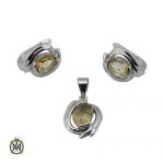 Half a set of silver and citrine2 7422 نیم ست نقره آب رادیوم با نگین سیترین