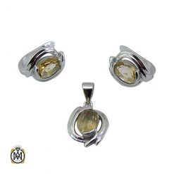 Half a set of silver and citrine2 7422 نیم ست نقره آب رادیوم با نگین سیترین