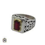 Handmade men's ruby ring - 11338 (2) انگشتر یاقوت سرخ اصل مردانه