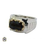 انگشتر تورمالین اصل مردانه قهوه ای دست ساز