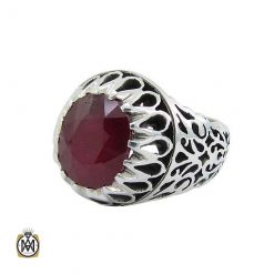 Red sapphire ring-11322 انگشتر یاقوت سرخ اصل مردانه کد 11322