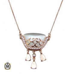 Silver necklace with moonstone2- مدال مون استون رزگلد نقره 3484