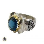 انگشتر توپاز آبی اصل و نقره