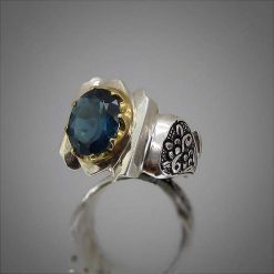 The original blue ring-11314 انگشتر توپاز آبی اصل مردانه - 11314
