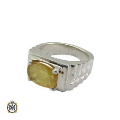 Yellow sapphire ring-2 -11305 انگشتر مردانه یاقوت زرد دست ساز