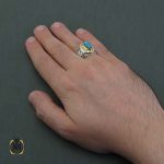 انگشتر فیروزه عجمی مردانه - 11336 -6 انگشتر فیروزه عجمی مردانه نقره