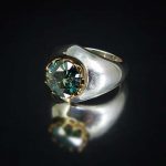 انگشتر موزانایت سبز مردانه ساده دست ساز