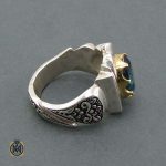 انگشتر نقره دست ساز مردانه آبی