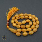 تسبیح کهربا 33 دانه بلونی-3 تسبیح زرد اصلی کهربا - 4476