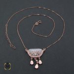 گردنبند نقره با نگین 3-3484 گردنبند نقره رزگلد با نگین مون استون - کد 3489 - تصویر 3