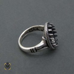 ring without stones - 2 - 11344 انگشتر رکاب تک نقره دو شاخ